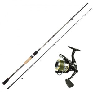Ensemble Canne Spinning Alqueva  Moulinet Alendo + Tresse Verte 14-42gr 240 cm