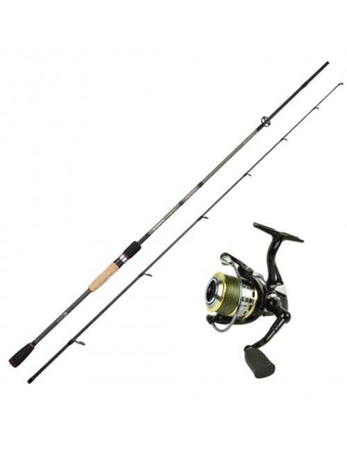 Ensemble Canne Spinning Alqueva  Moulinet Alendo + Tresse Verte 14-42gr 240 cm